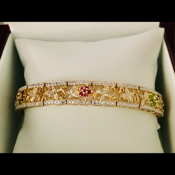 14k gold over  sapphire, emerald & ruby bracelet - Picture 5 of 8